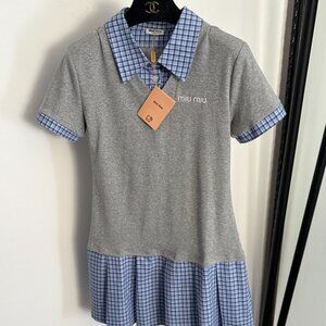 Miu Miu new faux two-piece plaid patchwork dress